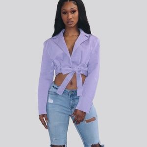 CROPPED CROC BLAZER JACKET